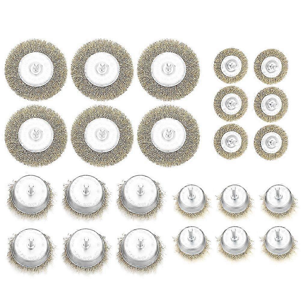 24pcs Wire Brush Cup & Flat Brushes Drill Wheel Tools Set