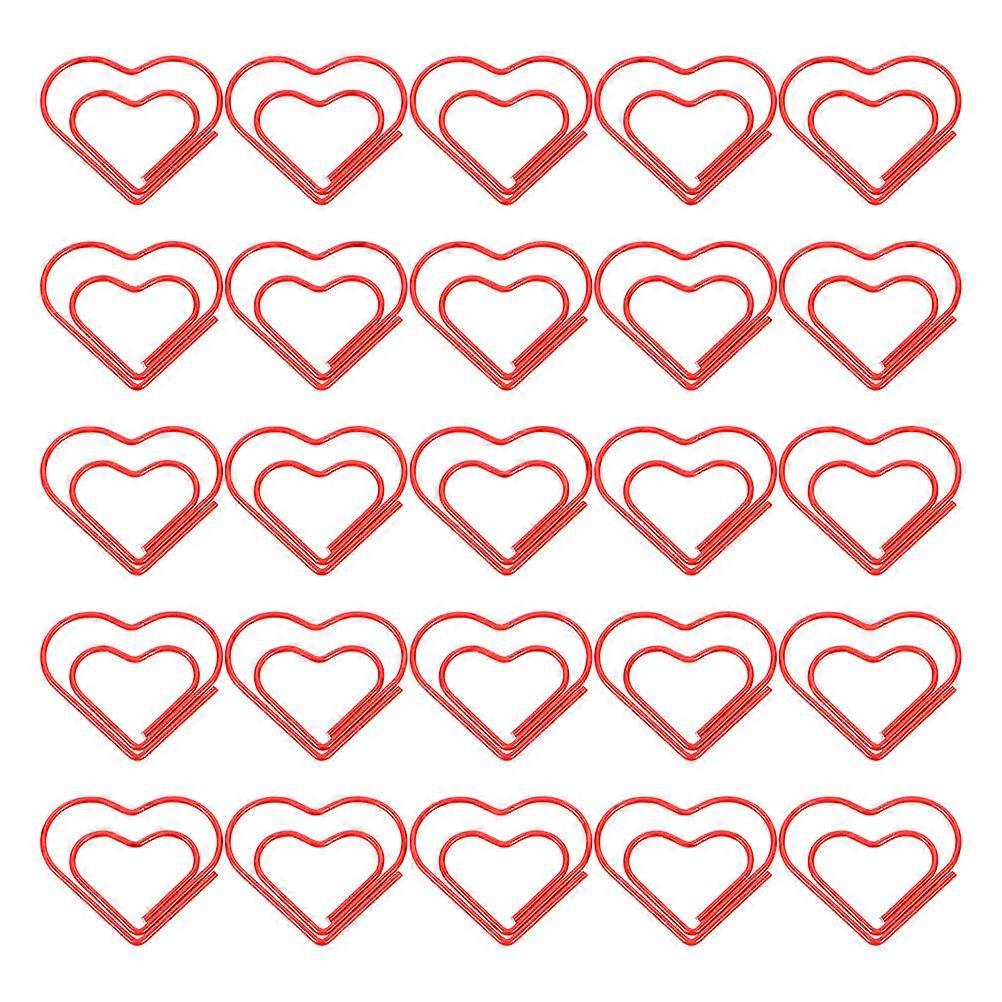 Cute Heart Shaped Paper Clips For Planner Notes Document Organization Home Use Red 3.00X3.00X0.10CM Metal 80Pcs