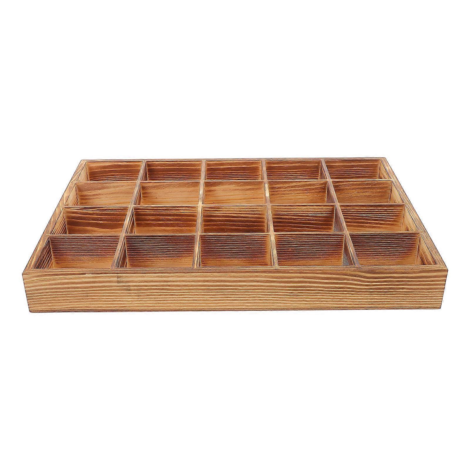 Storage Box Wooden Grid Display Box For Socks Underwear Keys Rectangular Shape Practical Design 33.30X23.30X3.90CM 1Set