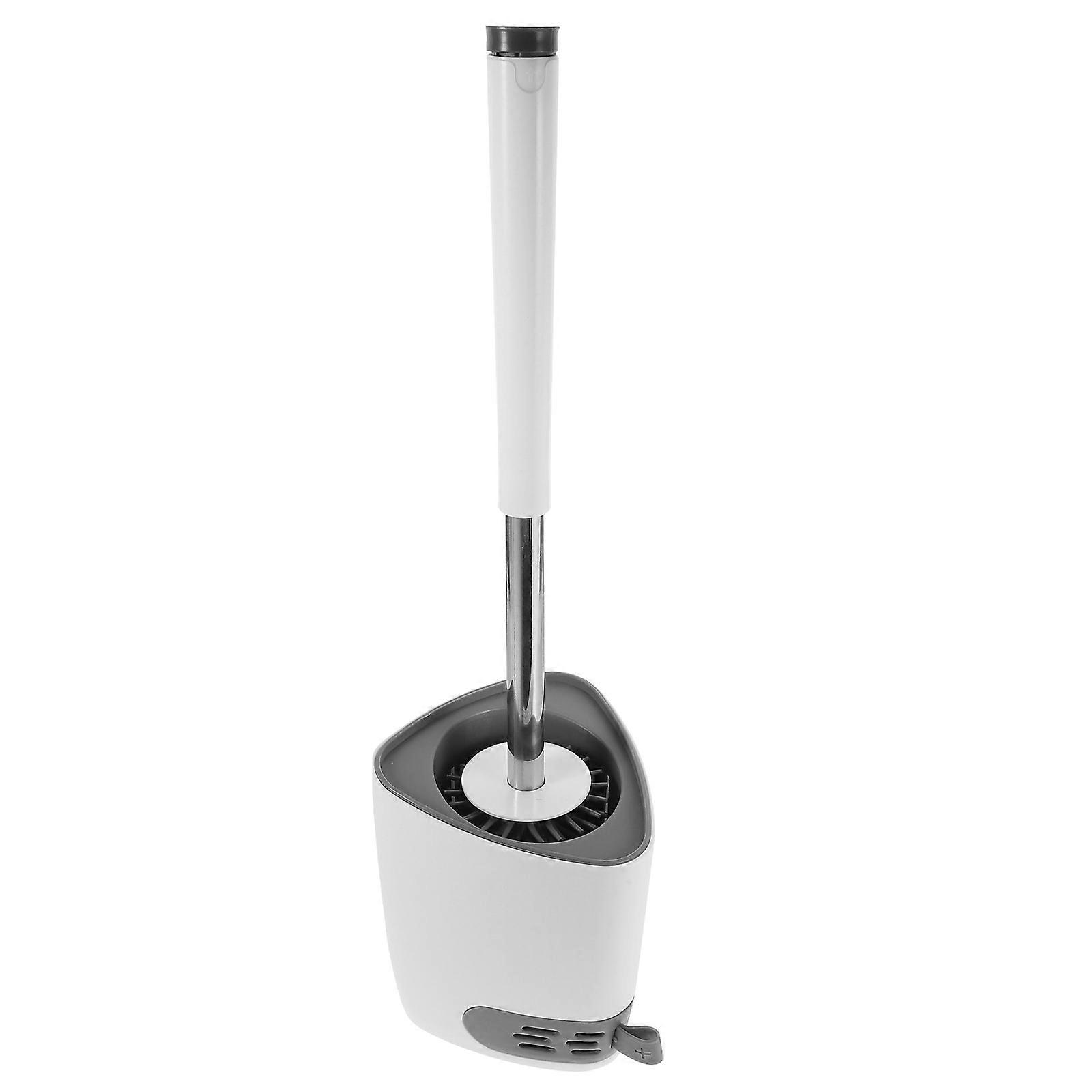 Compact Toilet Brush with Holder, Long Handle Scrubber for Deep Cleaning – Space Saving Bathroom Cleaning Tool for Home, Hotel, Office Use