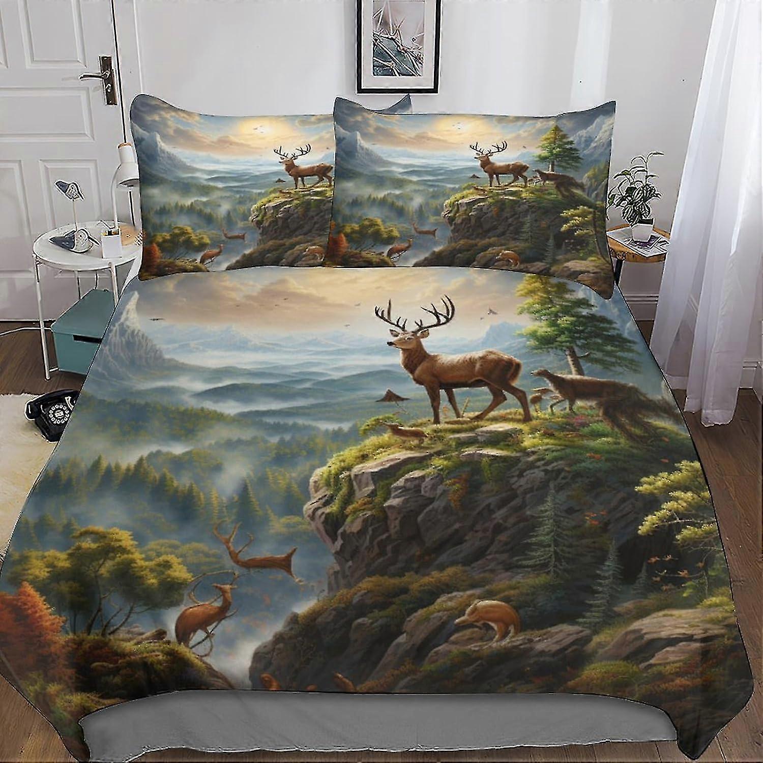 Comforter Cover Bedding Set with 3D Print Wild Animals - 3 Piece Soft Microfiber Duvet Cover and Pillowcase Set