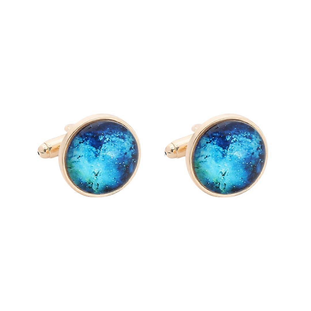 Cufflinks for Men - 1 Pair Round Starry Sky Cufflinks for French Suit Shirt, Elegant Design and Color Options