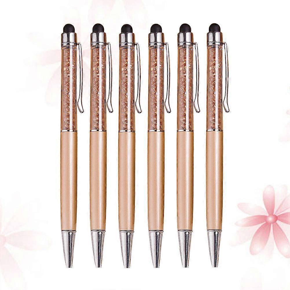 Stylus Pens Ball Point Pen Capacitive Stylus Golden Metal Cylinder Design For Students Daily Use 6Set