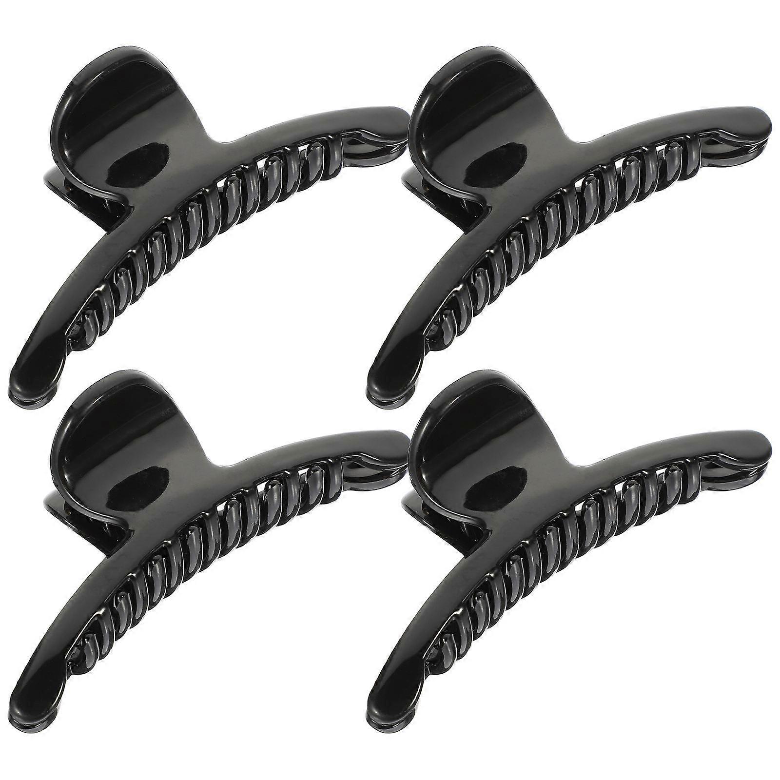 Plastic Hair Grips for Home and Office Use in Black 4Pcs Moon Shape Design