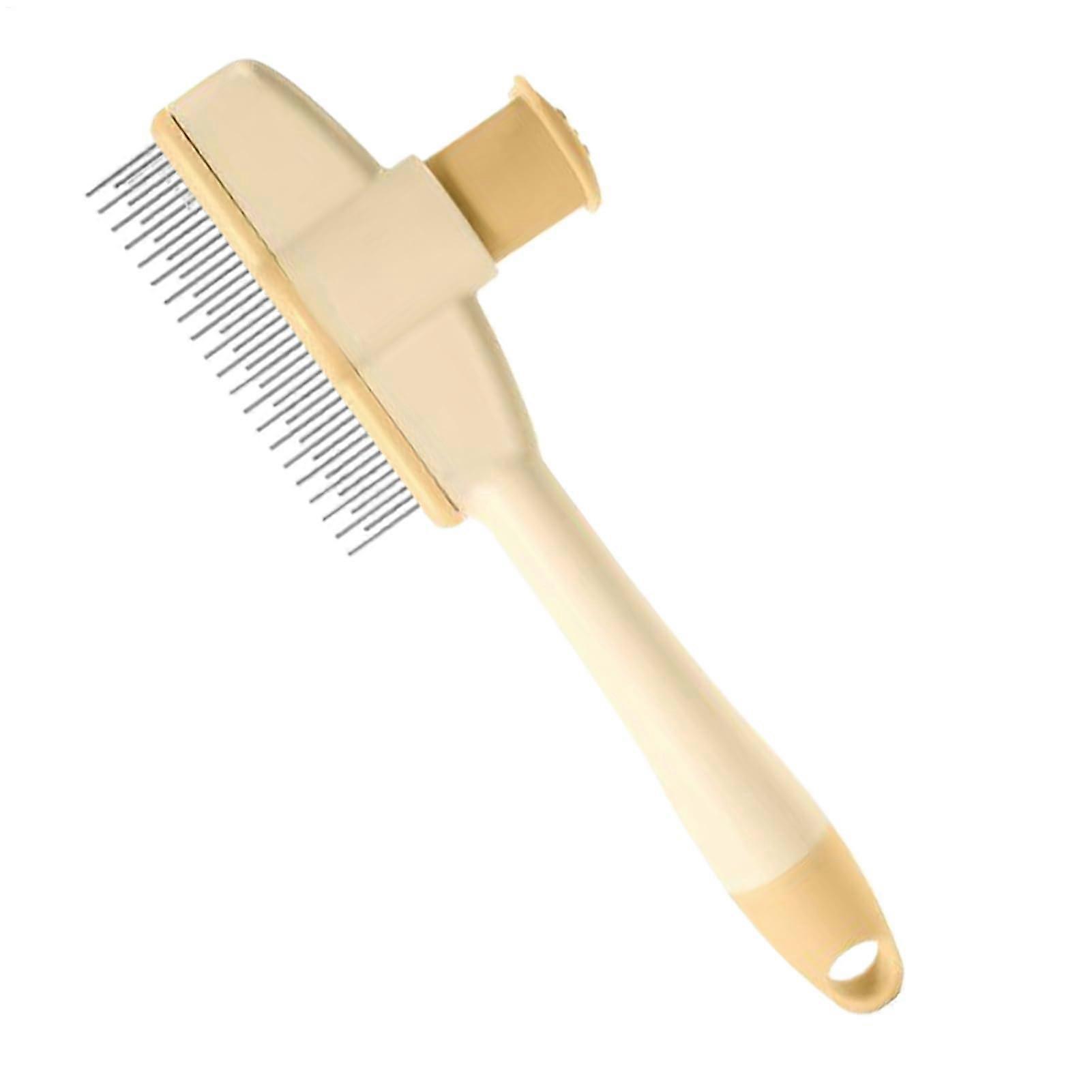 Flea Comb for Dogs Hair Removal Brush Flea Comb for Cats, Ergonomic Grooming Brush with Emptying Button, Convenient for Travel and Home Use, Yellow