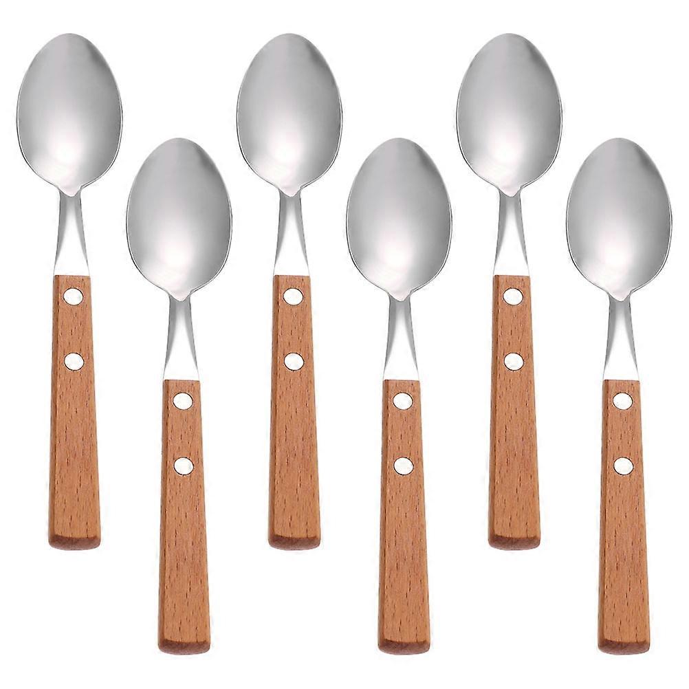 銀器スプーンステンレス鋼キッチン攪拌コーヒー豆デザート用品湾曲ハンドル6個