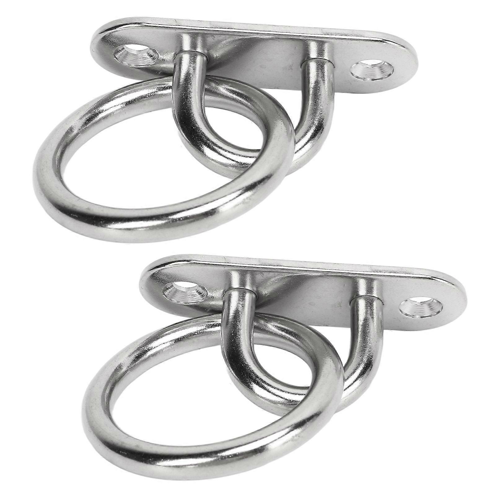 2pcs Stainless Steel Pad Eye Plate High Strength Highly Polished Heavy Duty Pad Eye Plate with Round Rings for Marine 6MM 