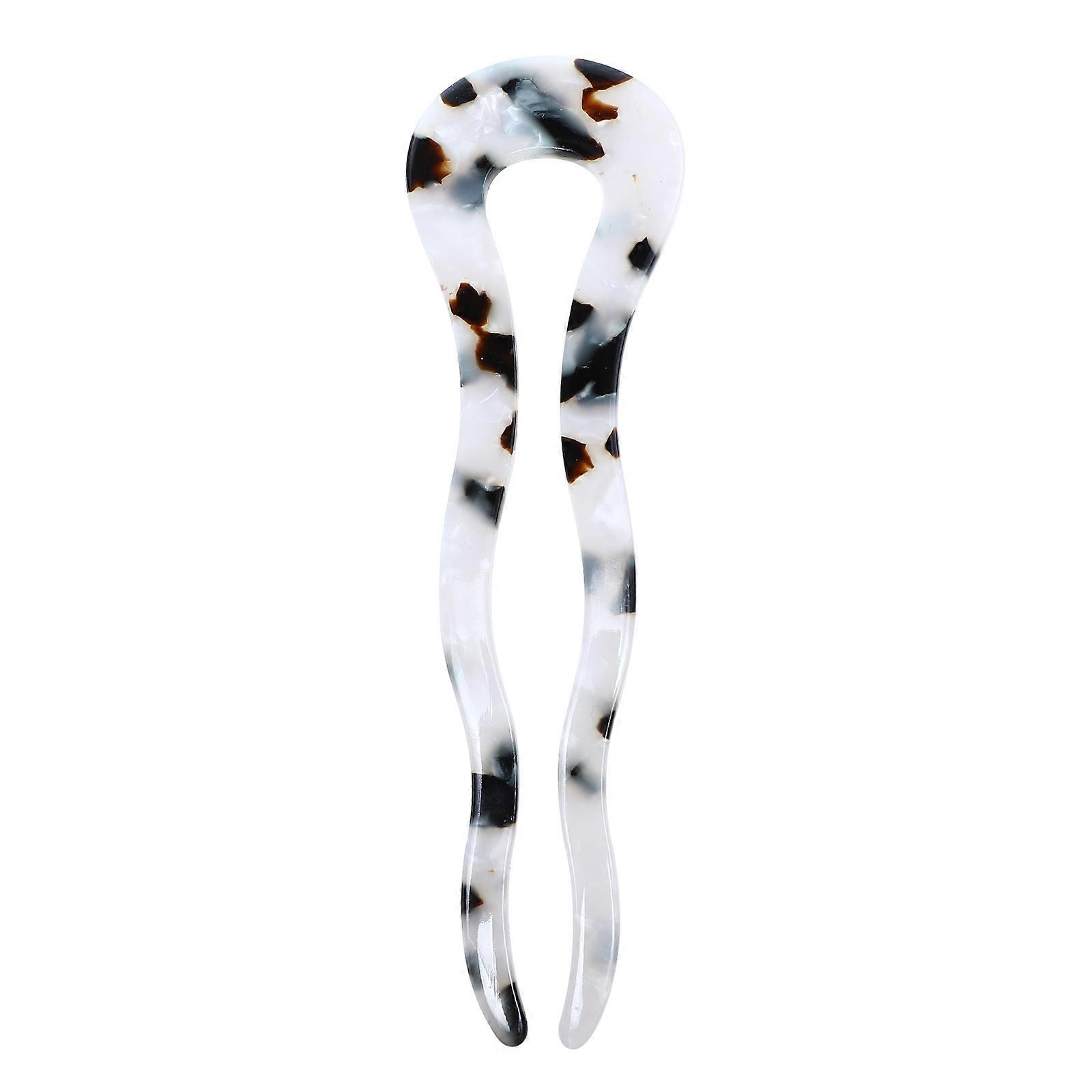 White Acetate Sheet Hairpin Fork with Unique U Shape Design for Women Easy to Hold Long Thick Hair