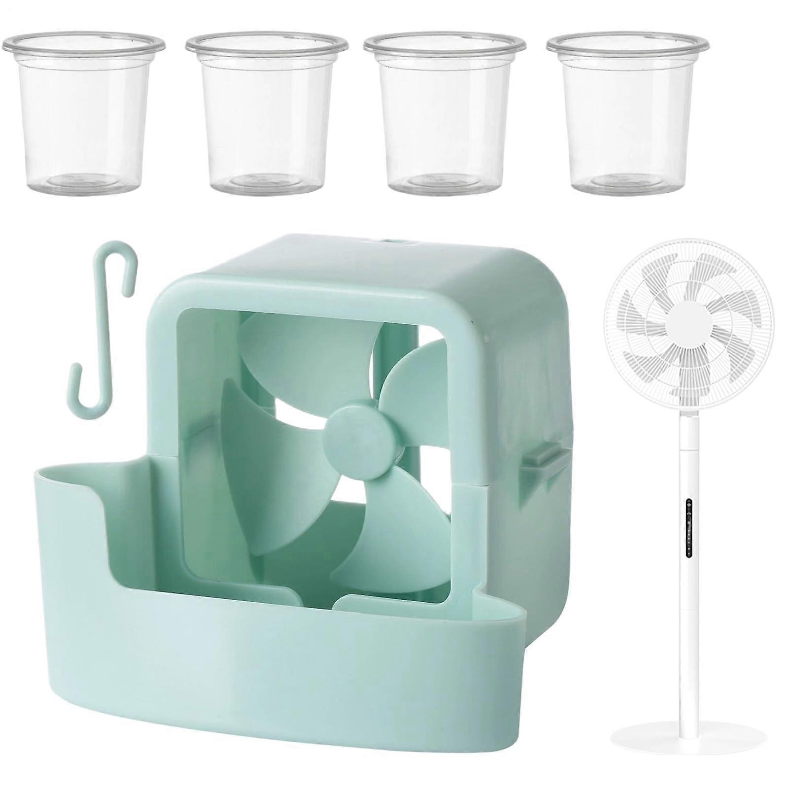 Fan, Misting Cooling Adapter, Portable Misting Fan, Desktop Ventilator, Floor Ventilation Cooler, Attachment with Ice Box for Outdoor Cooling Blue