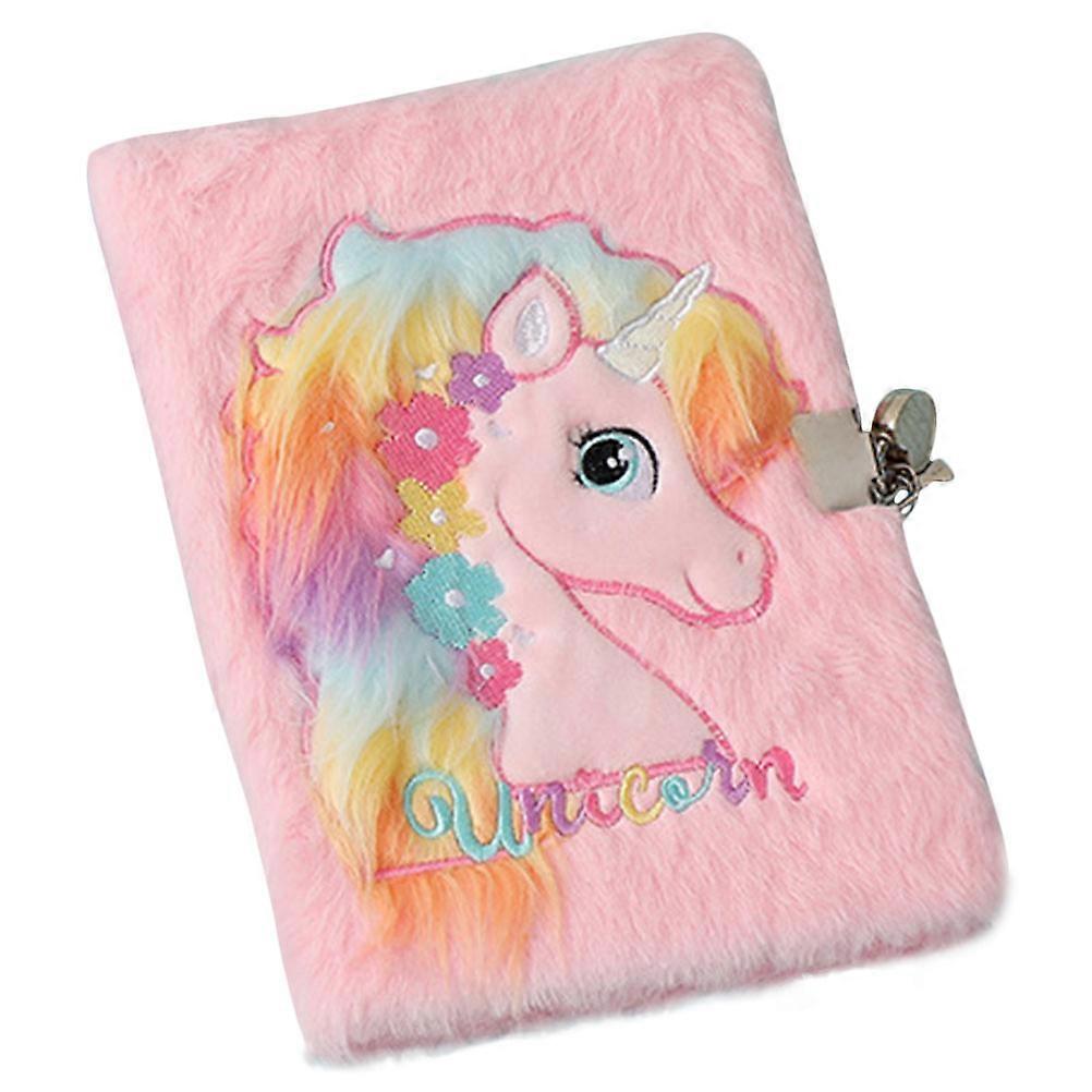 Plush Cover Notebook with Lock   Cute Cartoon Diary Notepad for Daily Writing   Adorable Kawaii Stationery Journal