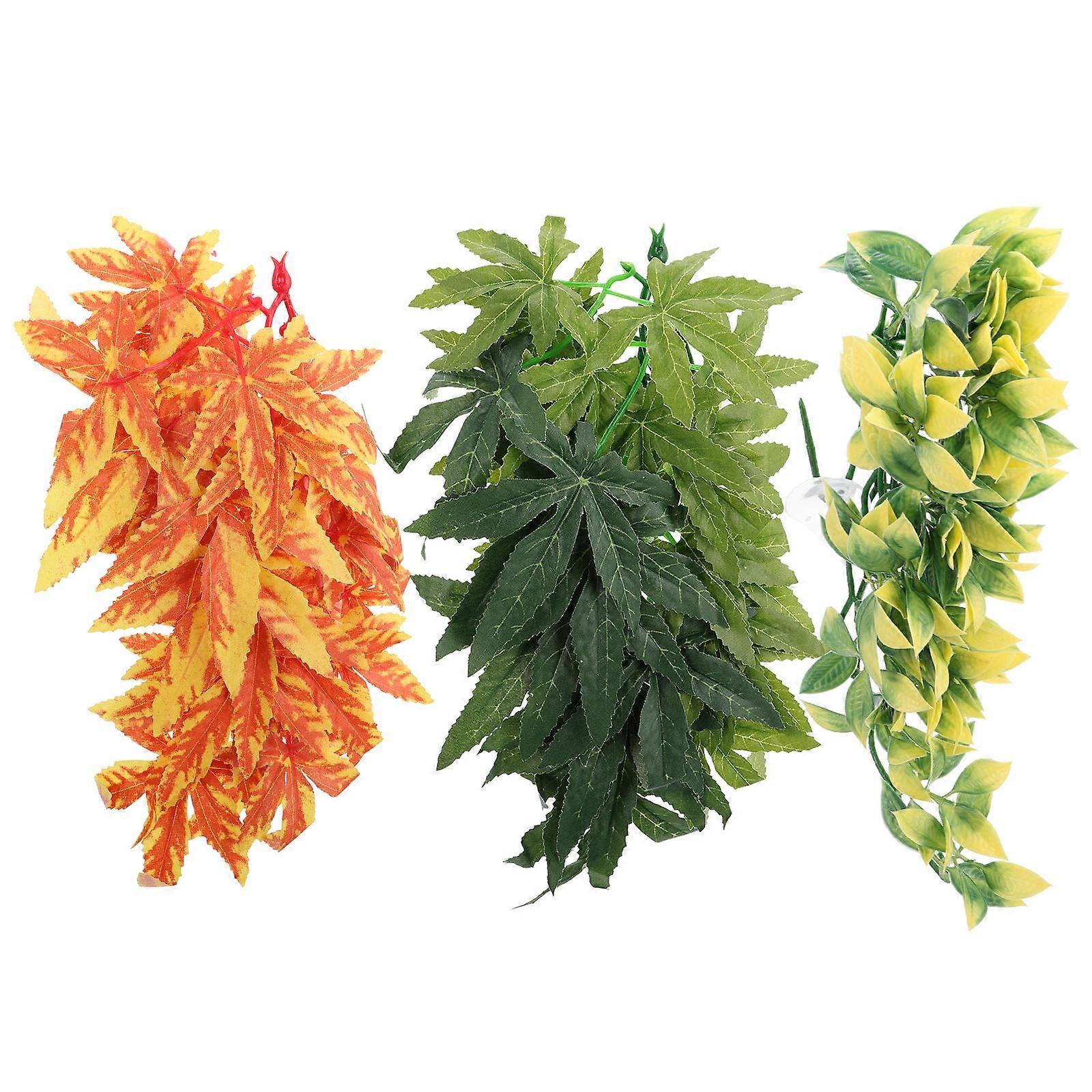 3pcs Artificial Hanging Vine Decor for Reptile Habitats – Realistic Foliage for Terrariums, Suitable for Lizards, Snakes & Geckos