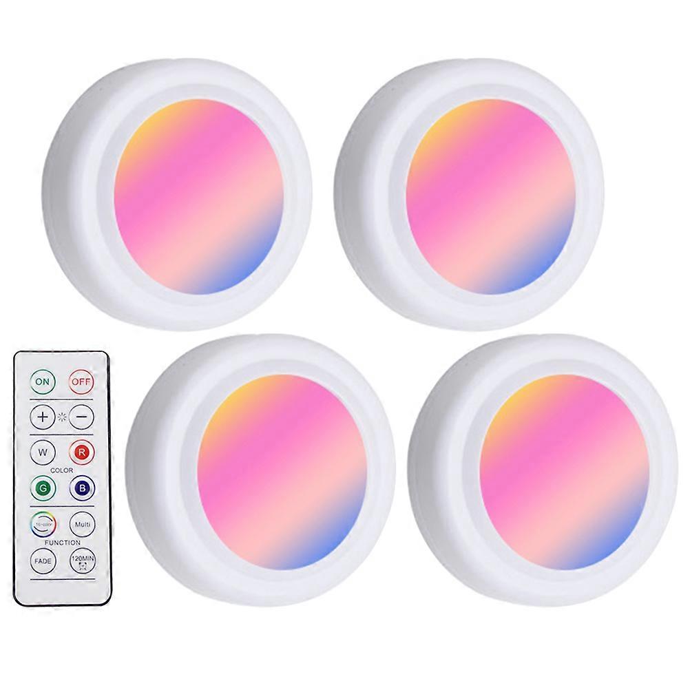 Display Cabinet Lights Multifunction Color Changing Led Puck Lights With Remote Control 4Pcs