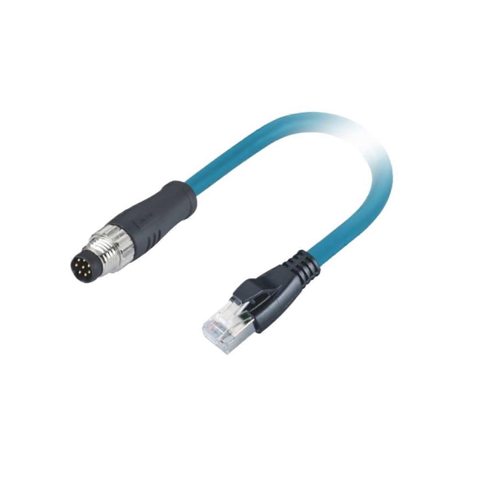 M8 waterproof connector 8pin Acode straight head premolded end RJ45 crystal head 2M MBRJ5E08C5LSASB22CG20