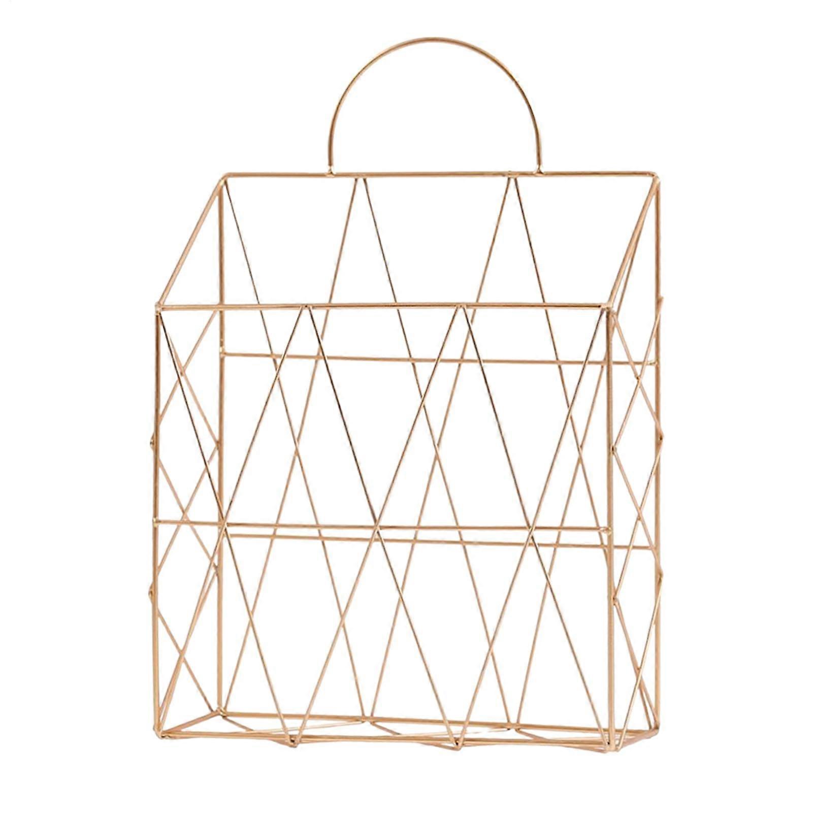 File Holder - Vertical Wire Document Storage Organizer 10.04 x 4.09 Inches Gold, Stylish Space-Saving Rack for Home and Office