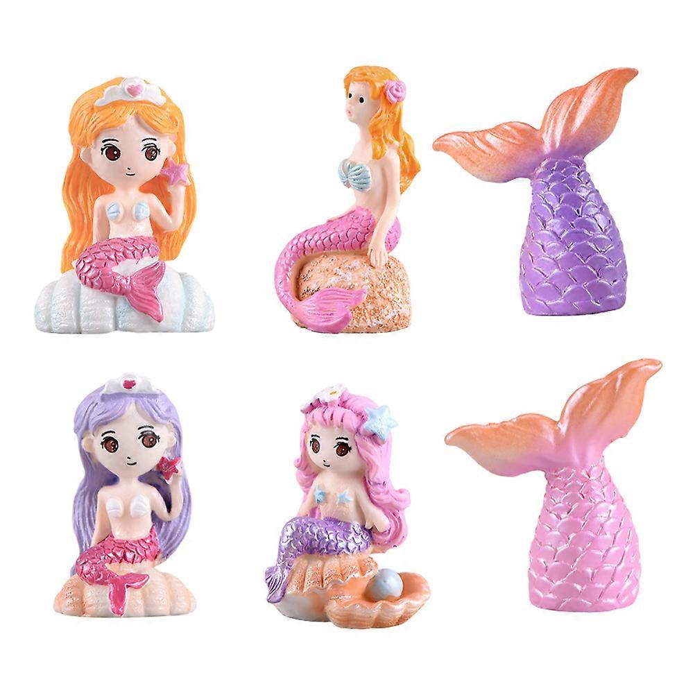 Resin Mermaid Crafts 6Pcs Assorted Color Mermaid Craftsmanship Statue for Decoration Use