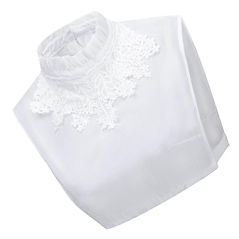 Decorative Fake Collar Women Elegant Fashionable Party Accessory White Organza Adjustable Elastic Design 1Set