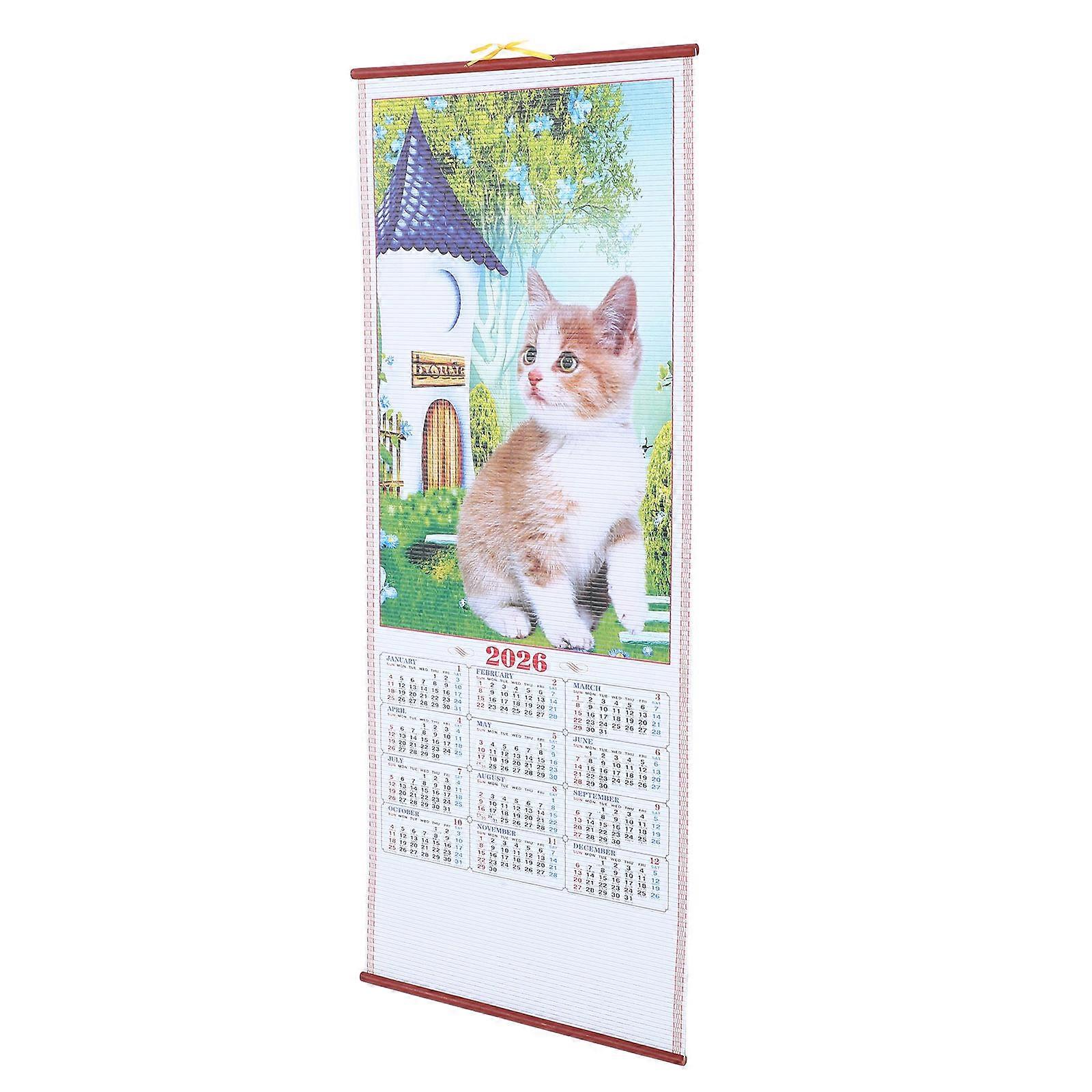 Wall Scroll Calendar 2026 Chinese Calendar Assorted Color 6 Wall Decoration Office Use 1Pcs