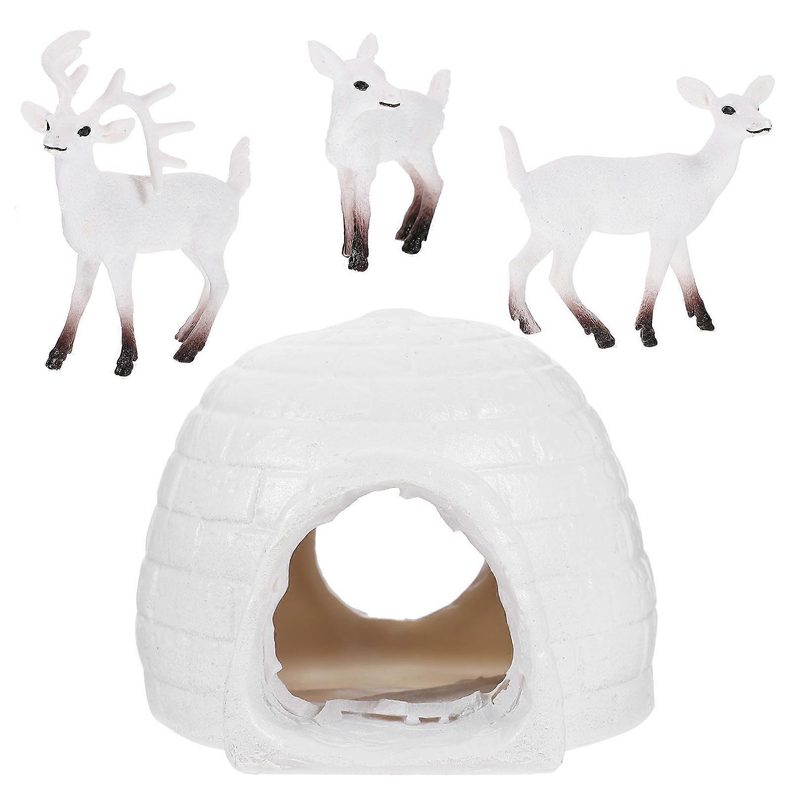 White Plastic Deer Statue for Pet Use Adorable Toy to Decorate with Vivid Design 1 Set