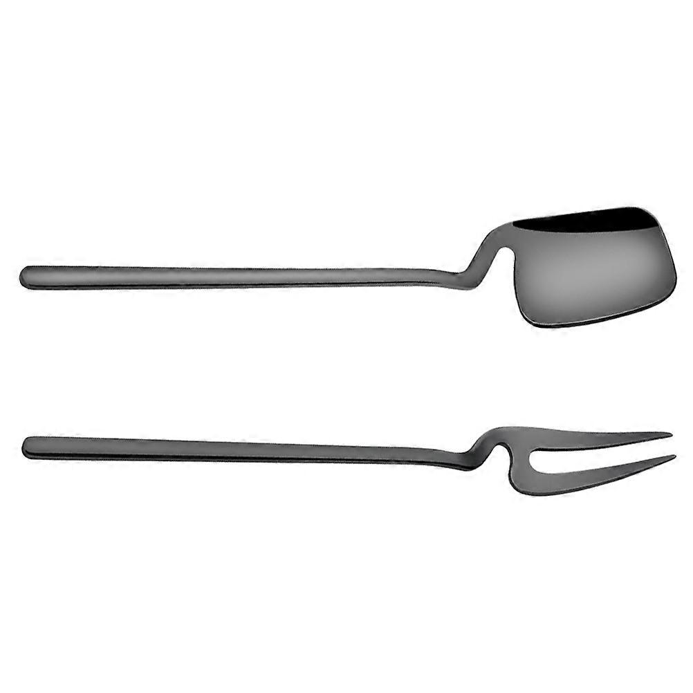 Stainless Steel Flatware Set Portable Tableware for Eating Black Color 8 Pieces