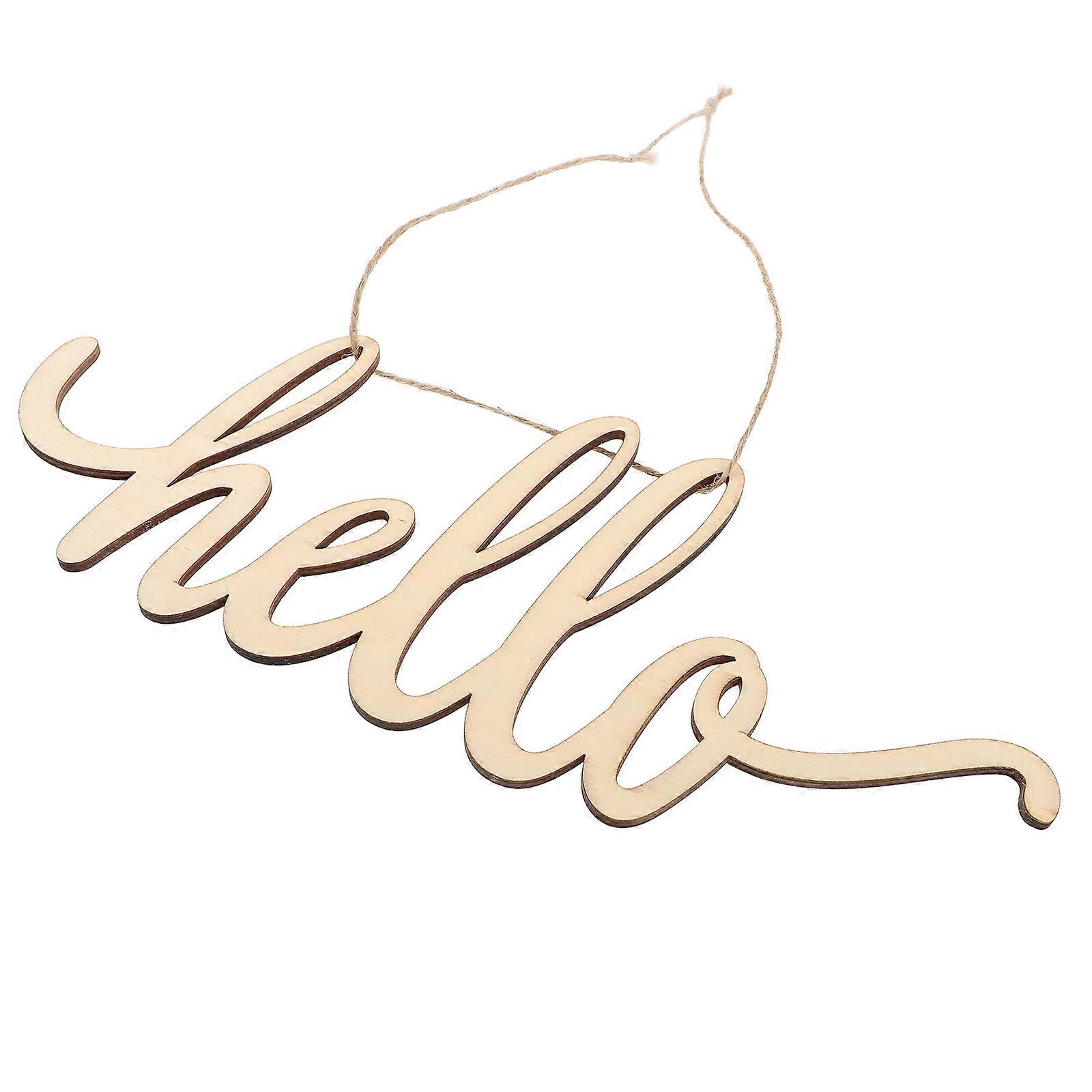 väggkonst hej trä skylt heminredning sovrum prydnad rektangulär trä utskärning hi 2st