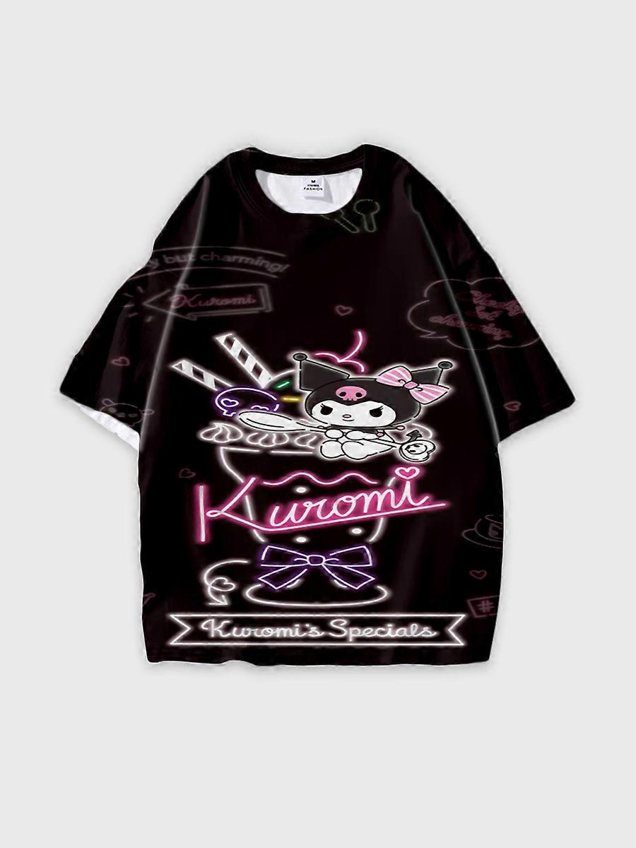 T-shirt round neck Cartoon Pattern loose short sleeve B46