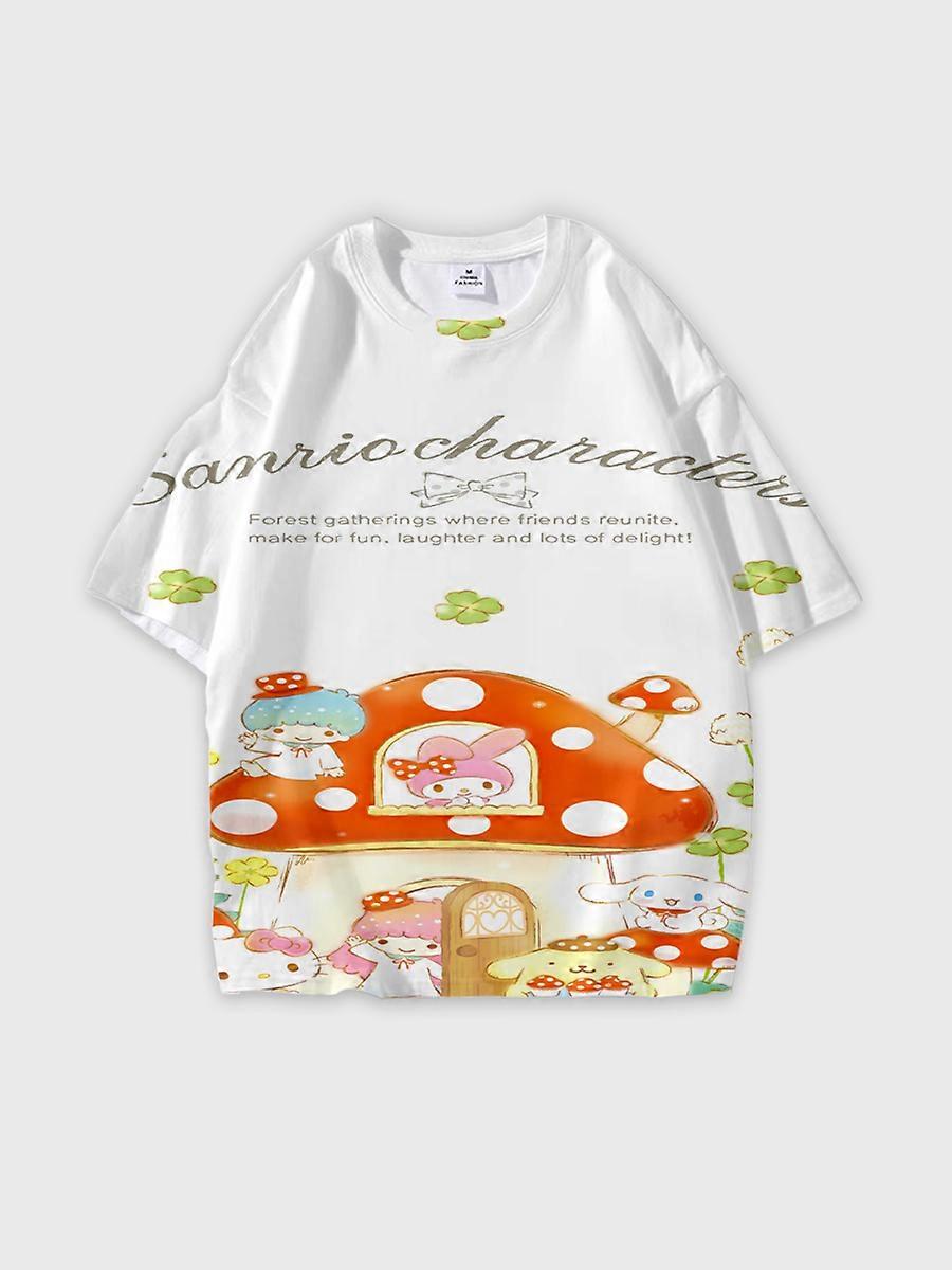 T-shirt round neck Cartoon Pattern loose short sleeve E1514