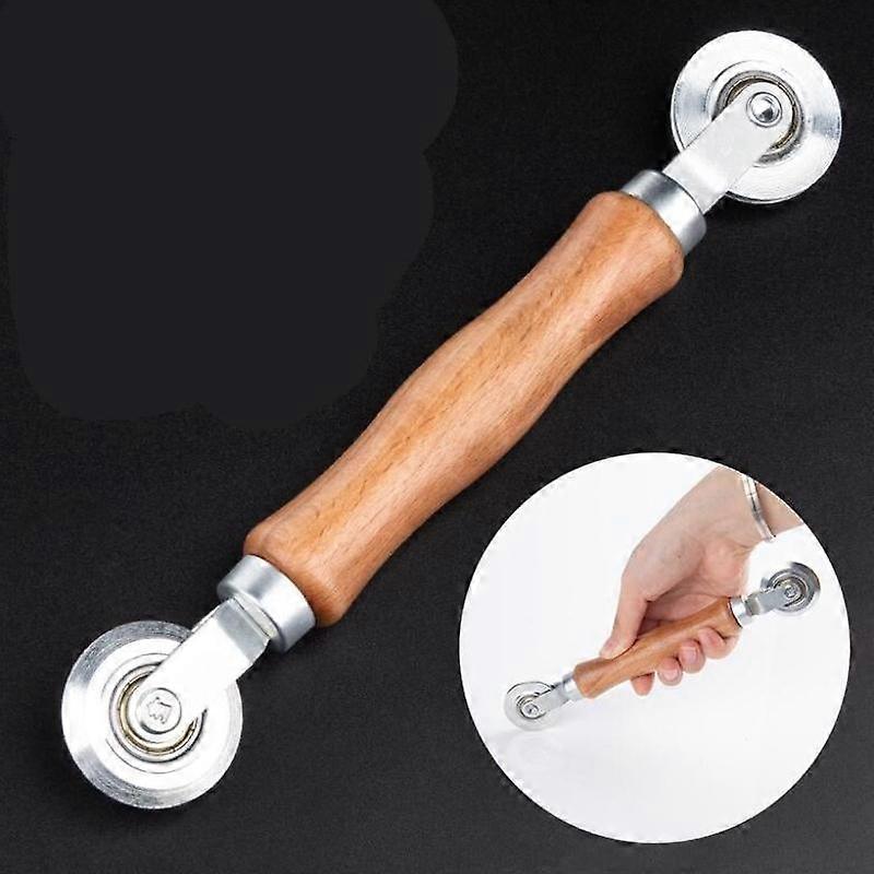 Household Durable Screen Door Wooden Handle and Steel Wheels Rolling Tool for Double Window Installation Hand Spline Roller
