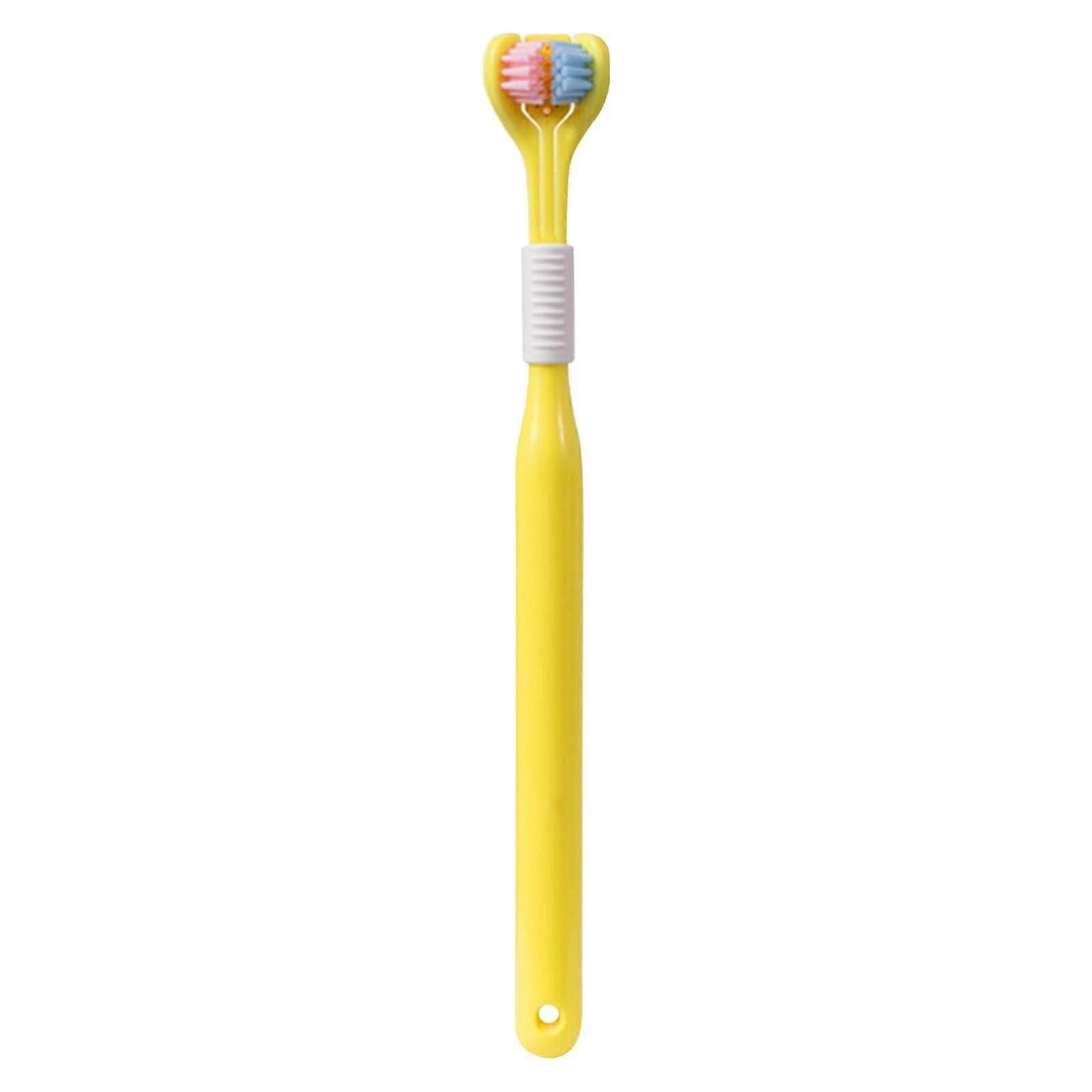 Three-Head V-Shaped Toothbrush Wrapped Brush Head Yellow One Size 1-Count Pack