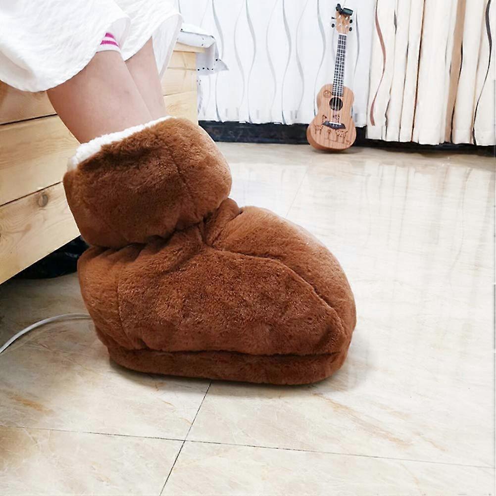 Heated Foot Warmers, Plush Slippers with Heating, Microfiber Wool, Auto ShutOff, Gray
