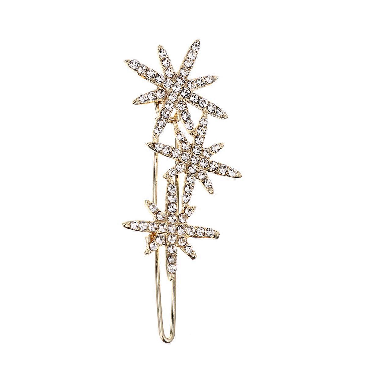 Snowflake Star Design Hair Accessories Crystal Hair Clips For Girls Parties Daily Usage 1 Pair