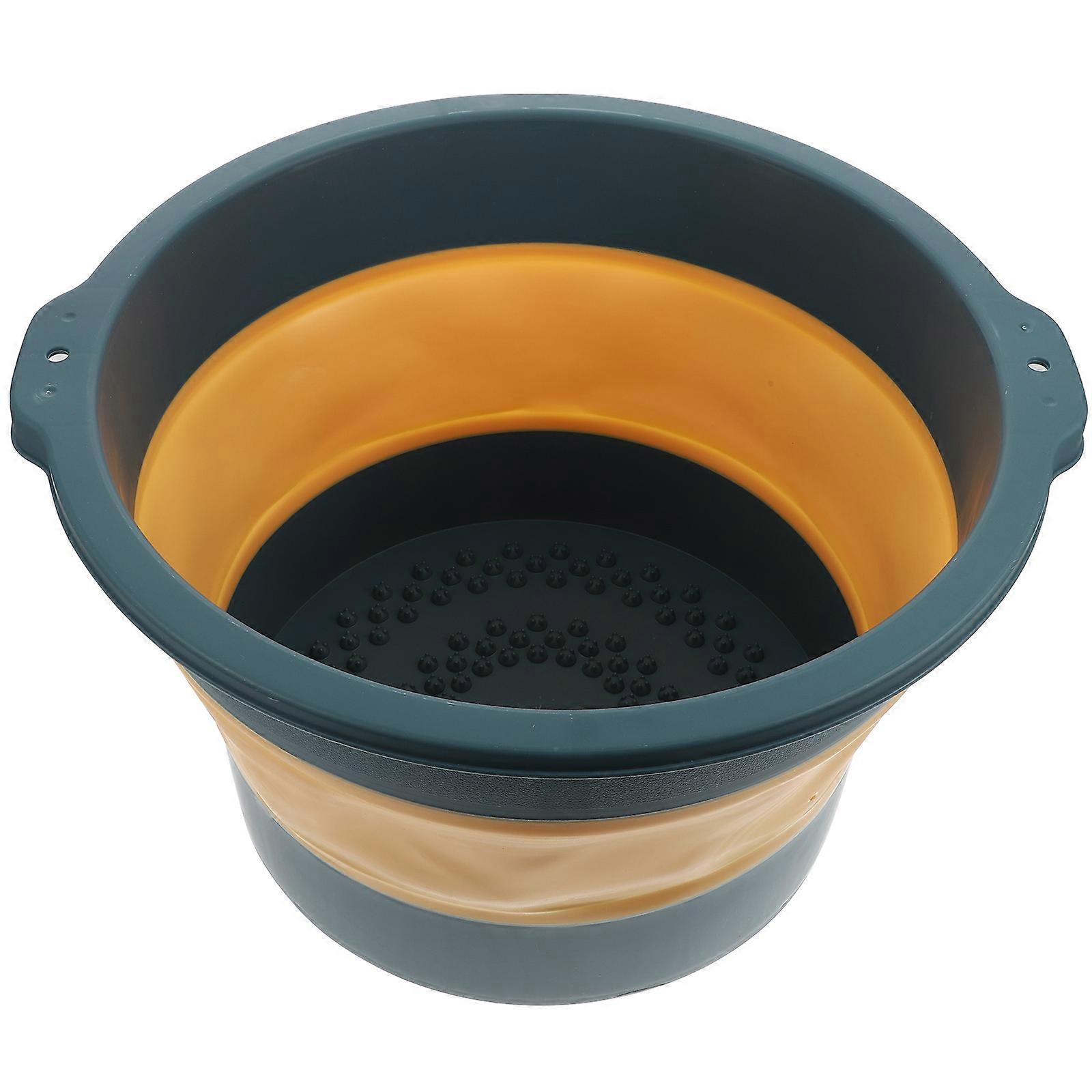 Thickened Folding Foot Bath Basin – Durable TPR Material, Heat Resistant, Portable Design with Stable Support and Acupoint Stimulation for Home Use