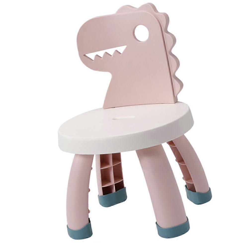Pink Children's Stool with Strong Backrest for Kids Cartoon Dinosaur Design Lightweight PP PVC