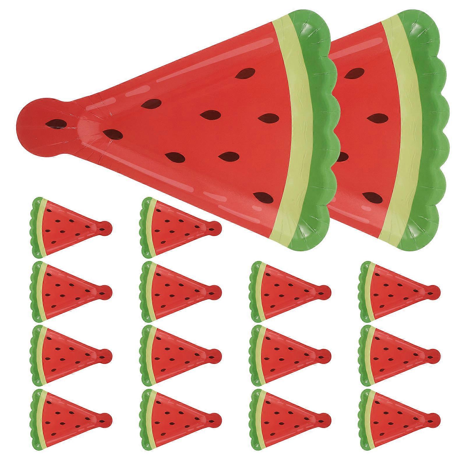 16 Pack Watermelon Themed Paper Plates, Lightweight Leak Resistant Plates for Parties and Family Gatherings
