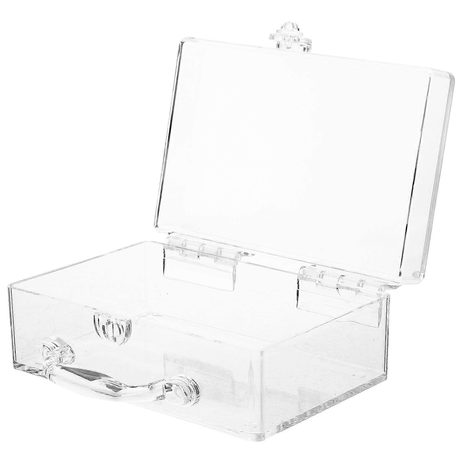 Clear Lockable Storage Box Compact Organizer for Makeup, Jewelry & Crafts Lightweight Carrying Case with Easy Open Lid Home, Office & Travel Use