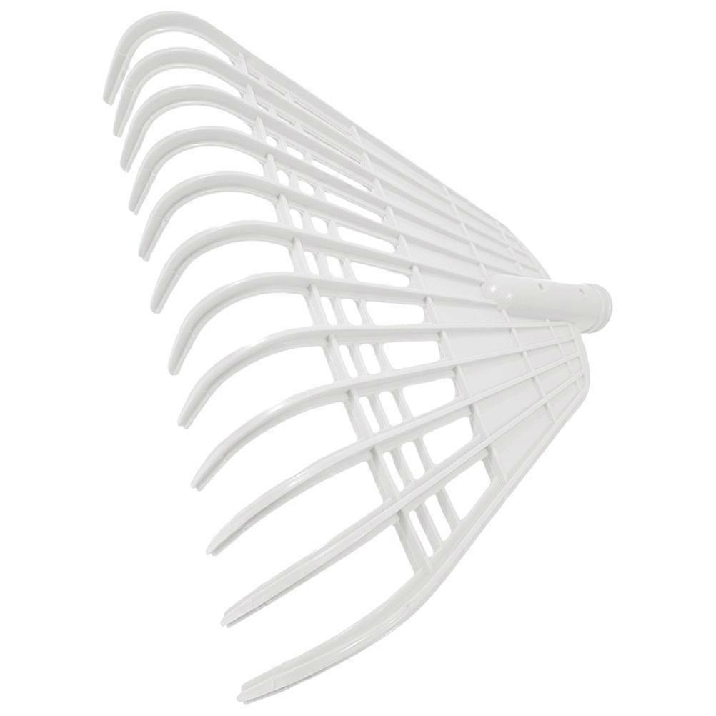 White Plastic Leaf Rake for Yard Gardening with Fine Tooth Spacing and Large Working 5 inches