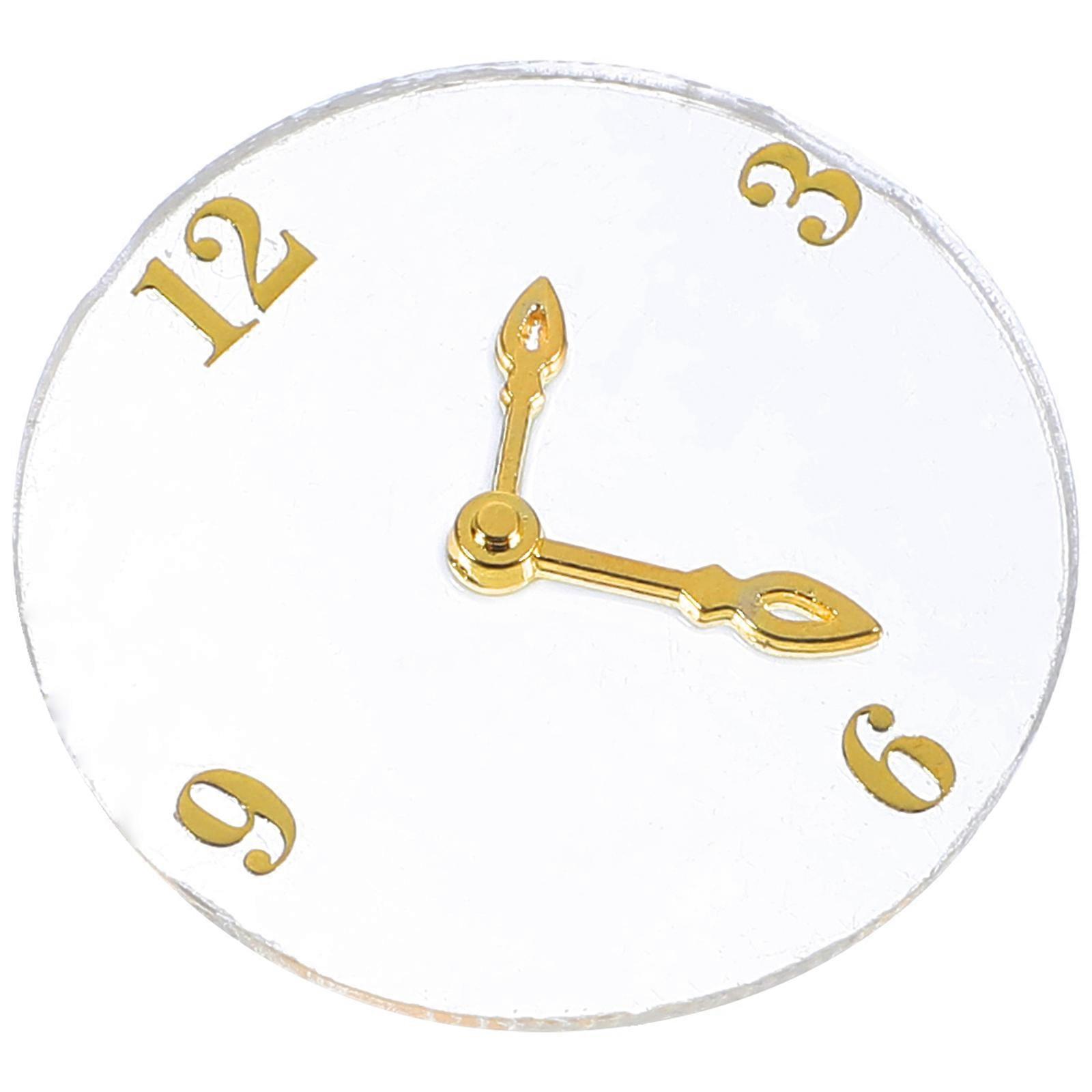 Miniature Wall Clock Model for Decor in White Acrylic Doll House Accessory