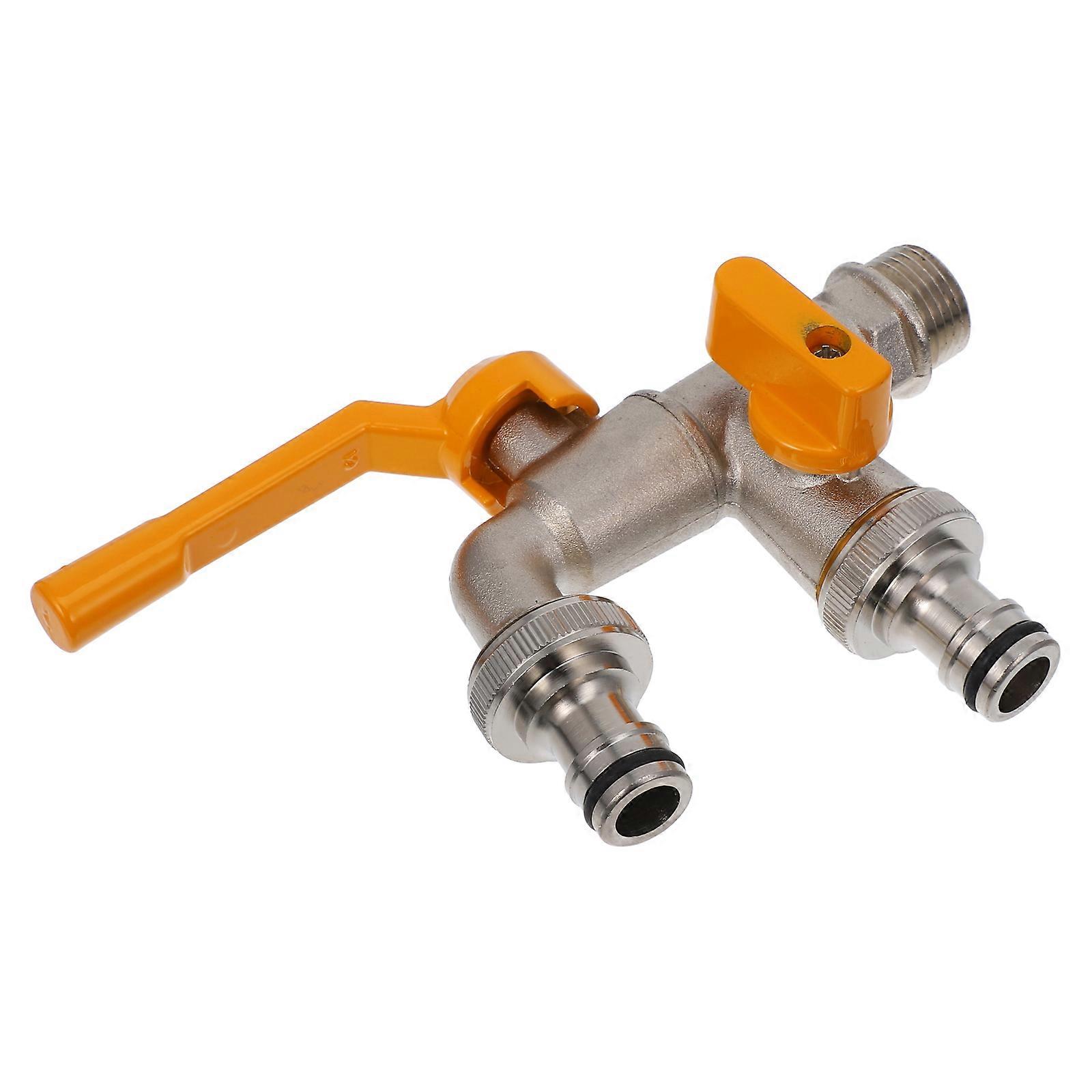 Dual Outlet Outdoor Faucet For Washing Machine And Sink In Orange Copper 1Pack