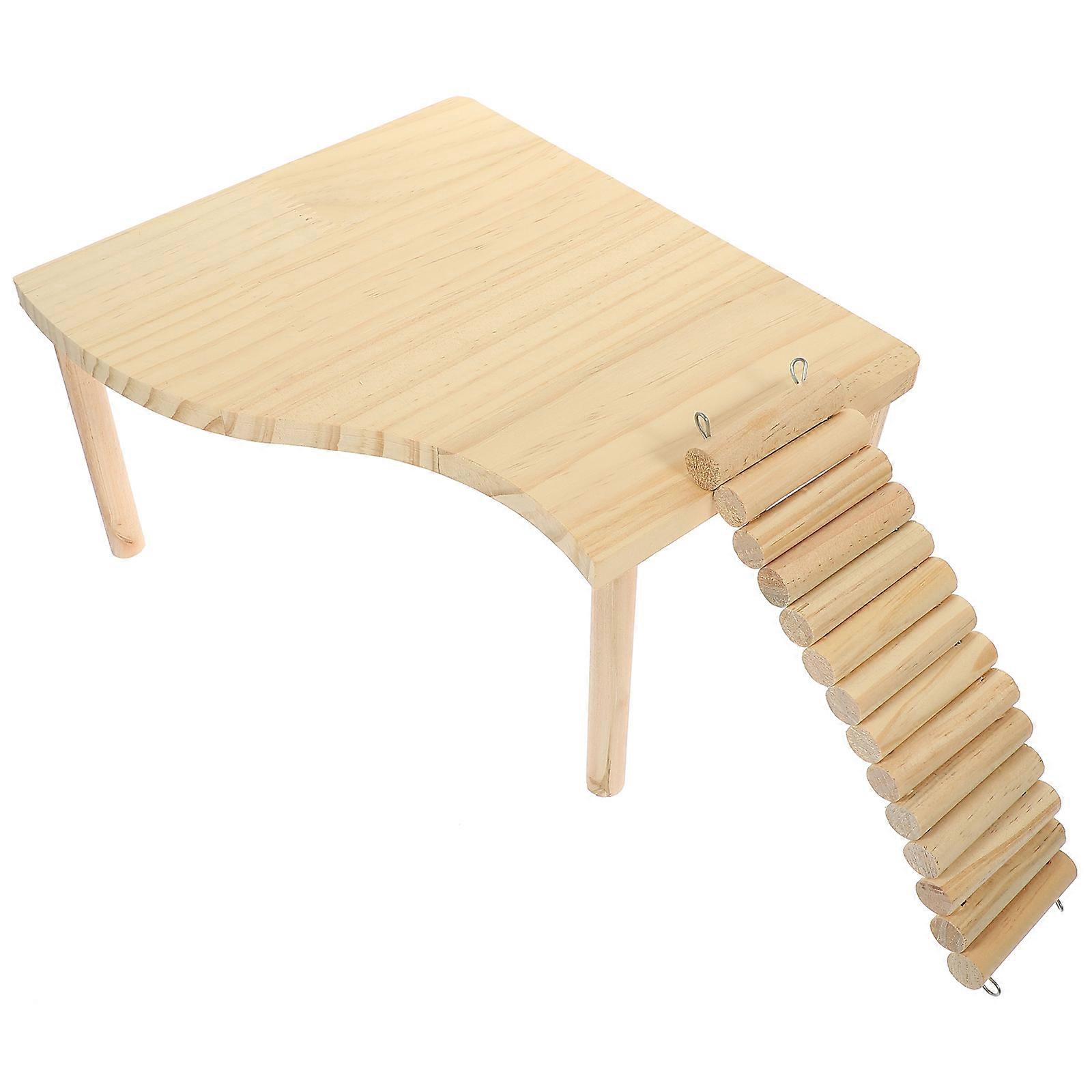Wooden Hamster Ladder Platform for Cage Multi Functional Pet Activity Accessory for Hamsters and Birds