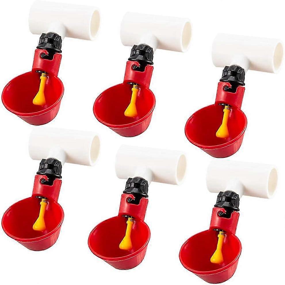 Automatic Poultry Tumbler, Chicken Sprinkler And Chicken Sprinkler With T-piece For Chicken, Quail, Duck 6pcs (four-through Water Bowl)