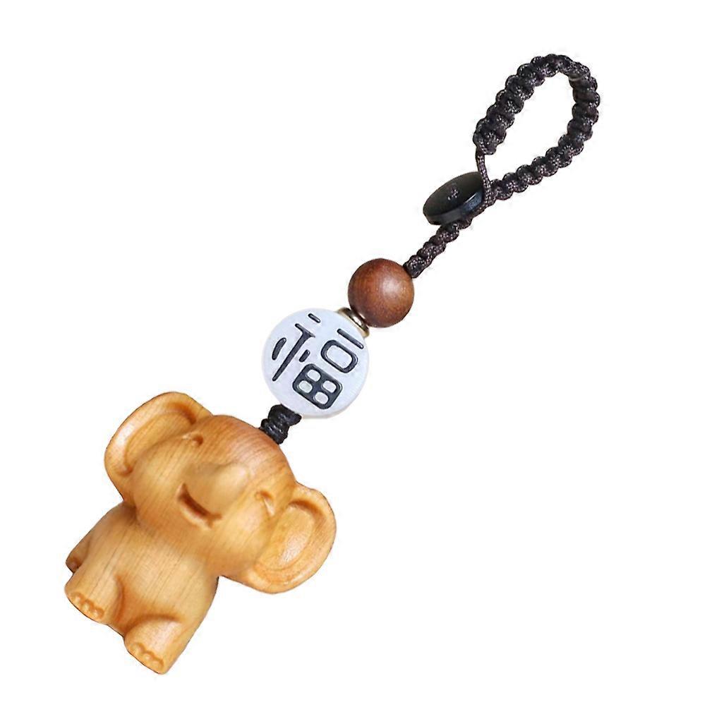 Cute Elephant Wood Keychain for Car Keys and Handbags Multi Color Portable and Durable 2.5 inch