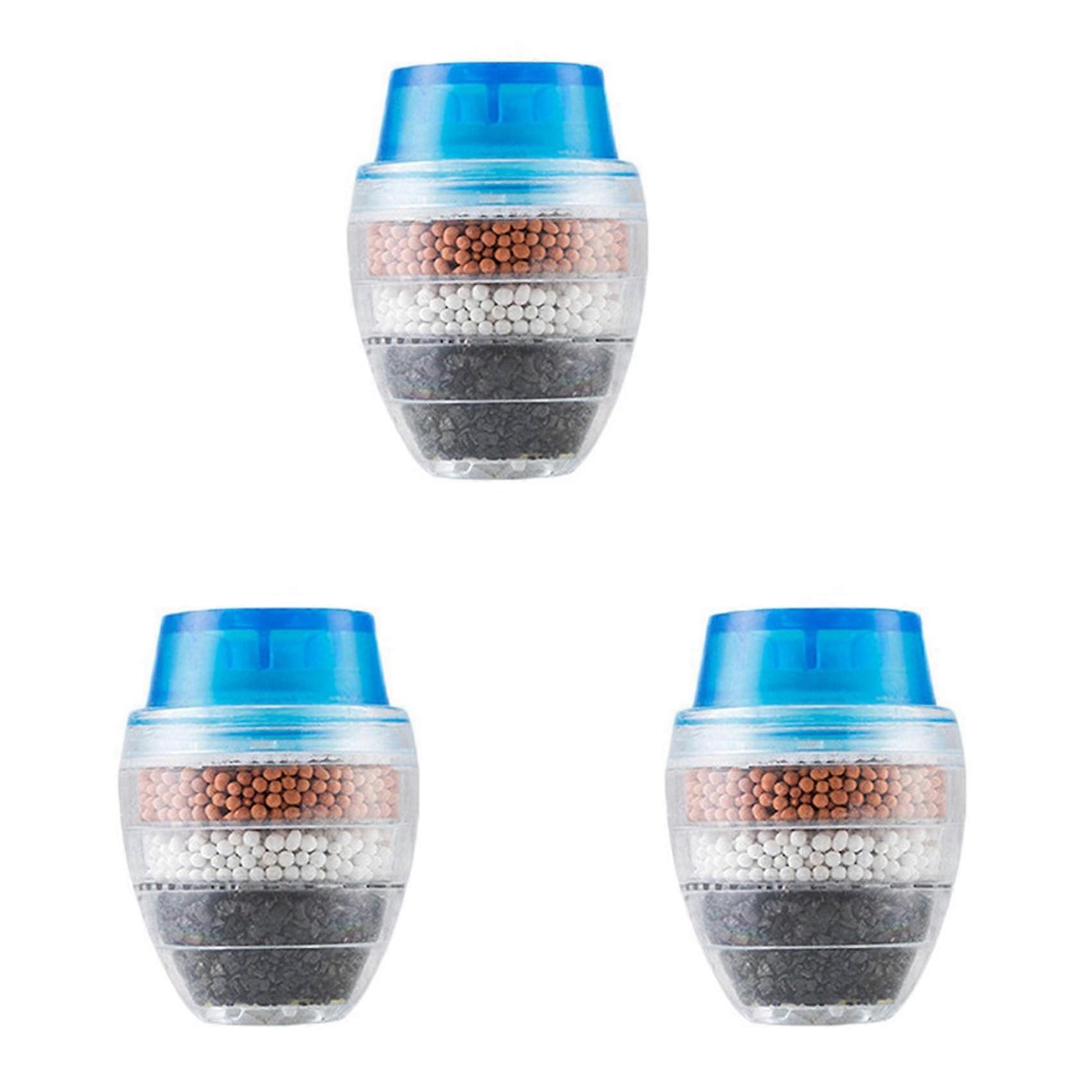 Active Charcoal Tap Filter, 3-Pack, 5-Layer Filter, Tap Nozzle Water Filter For Kitchen, Home Use, Blue