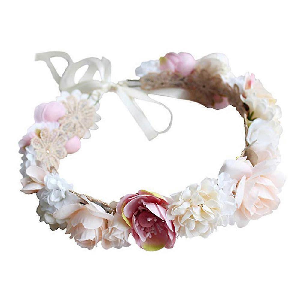 Artificial Flower Garland Headband For Wedding Beach Photo Shoots Multi Color 1Set