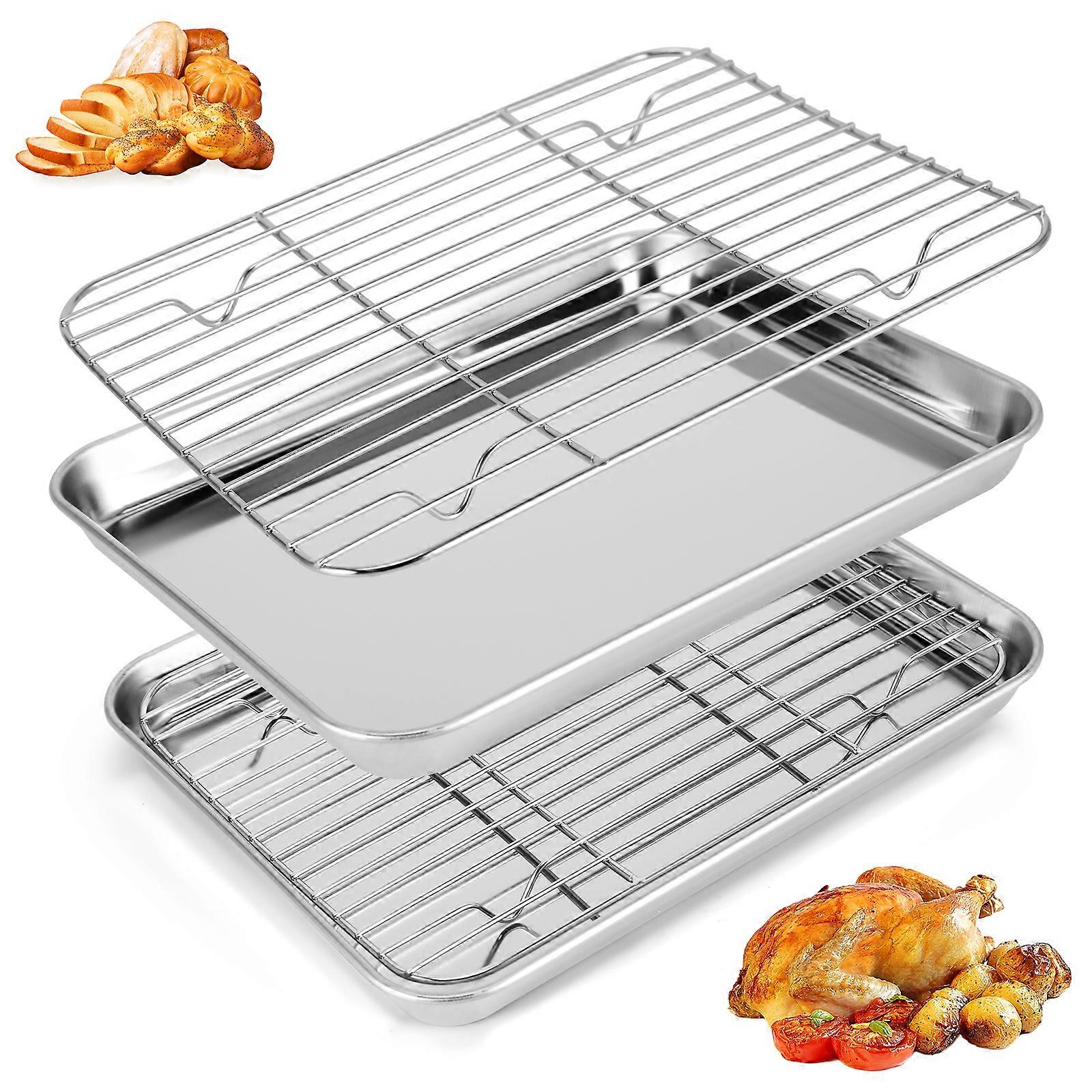 Square Baking Pan with Cooling Rack Set - 2-Piece (31.5*24.5*2.5cm)