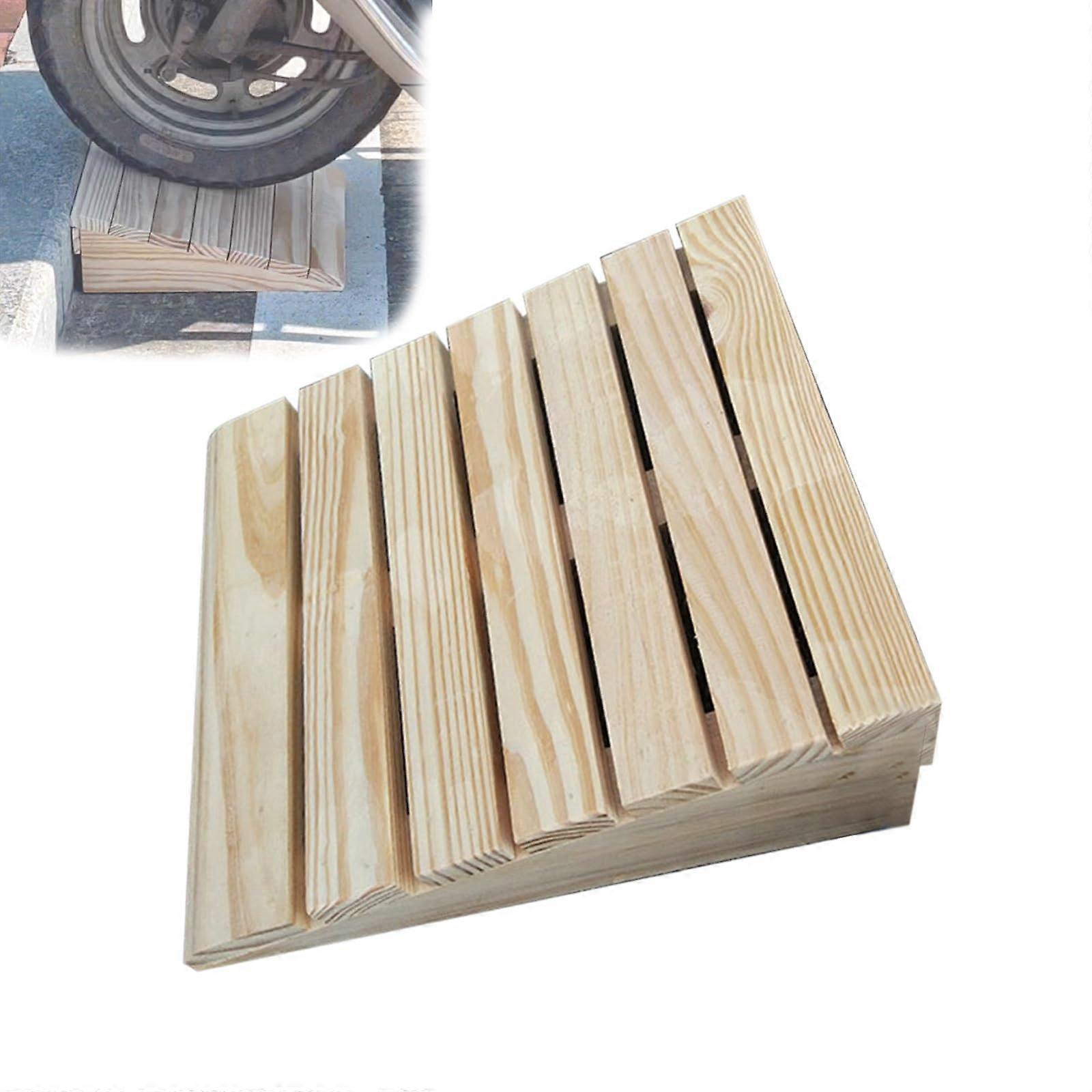 Wooden Wheelchair Ramp - Portable Non-Slip Threshold Ramp for Home Steps and Curbs, 30 x 26 x 7 cm, One Color