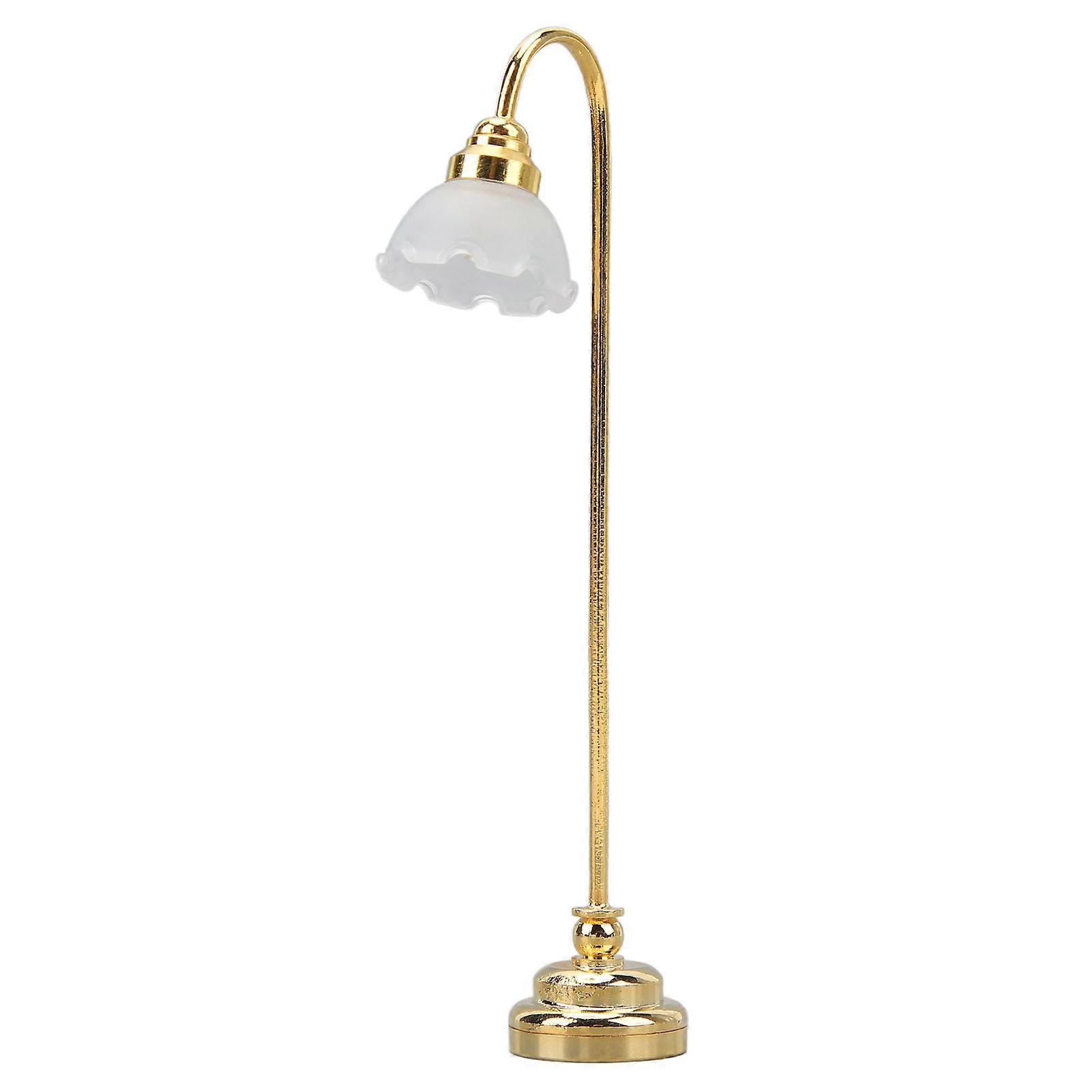 Miniature Dollhouse Floor Lamp Beautiful Cute Gold Flower Floor Light 1/12 Scale Miniature Furniture for Dollhouse Decor