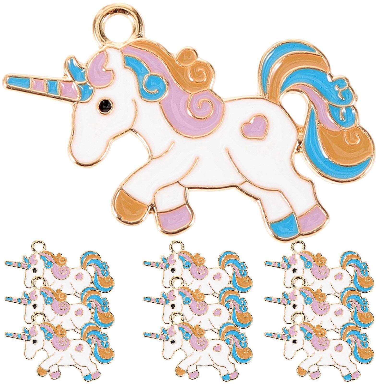 10pcs Unicorn Shaped Jewelry Charms for DIY Projects with Metal Alloy Material Multi Color
