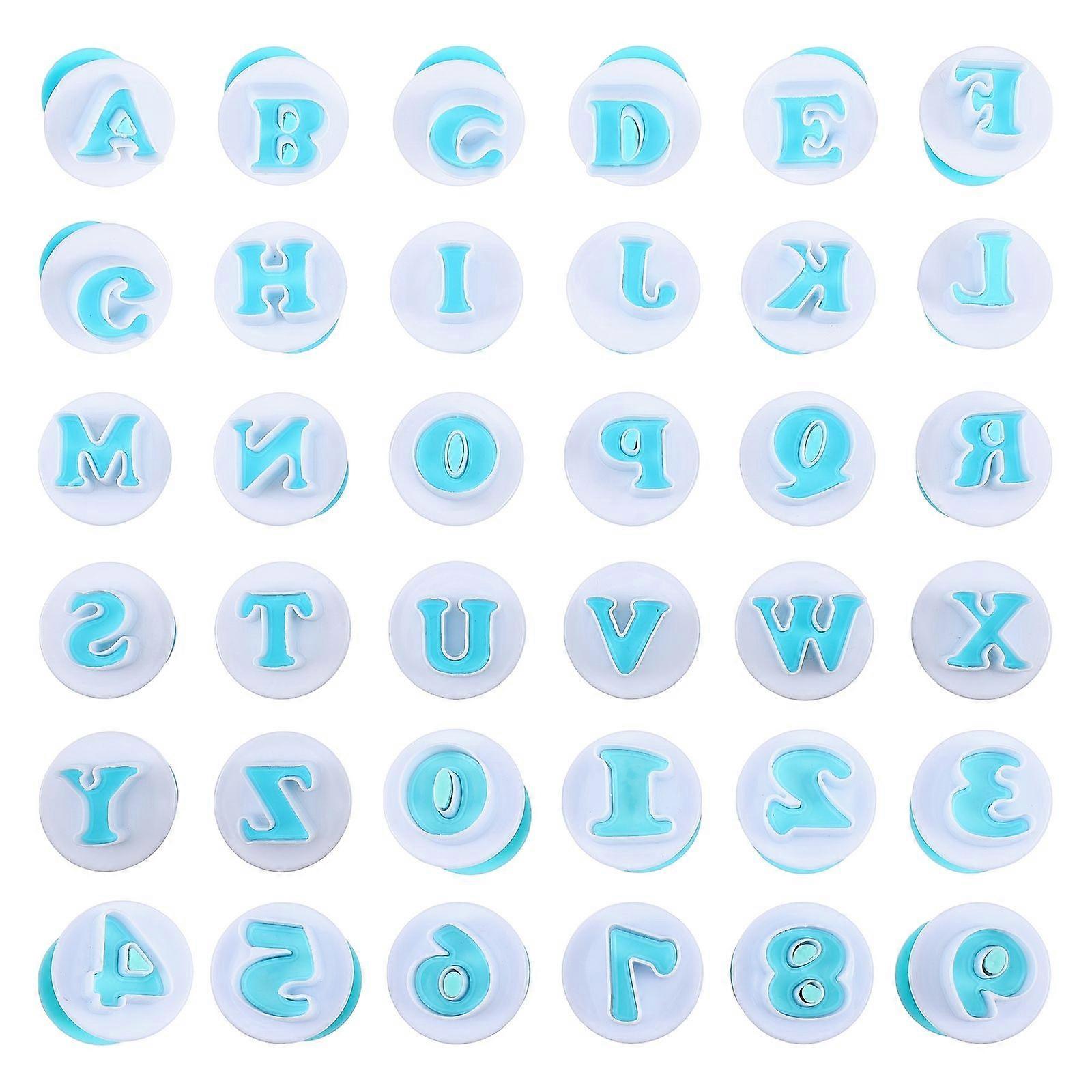 Cookie Impression Stamps 1 Set Alphabet Numbers Fondant Embosser Perfect For DIY Enthusiasts Baking Projects In Blue