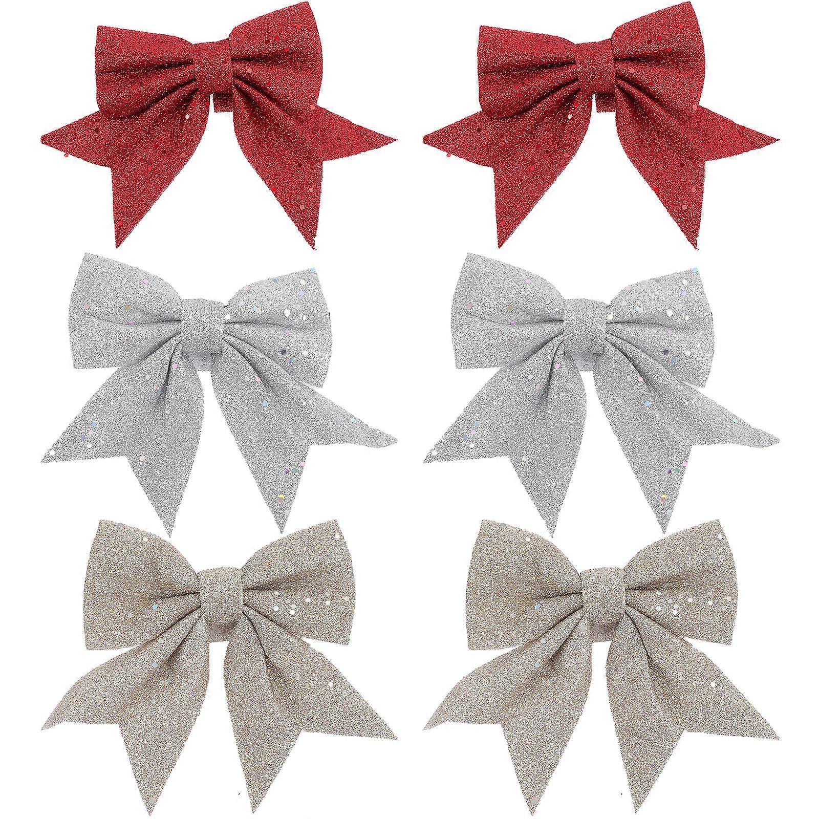 خمر تصميم القوس الحلي لشجرة عيد الميلاد حزب الديكور بألوان متنوعة مع وظيفة الديكور 6 قطع