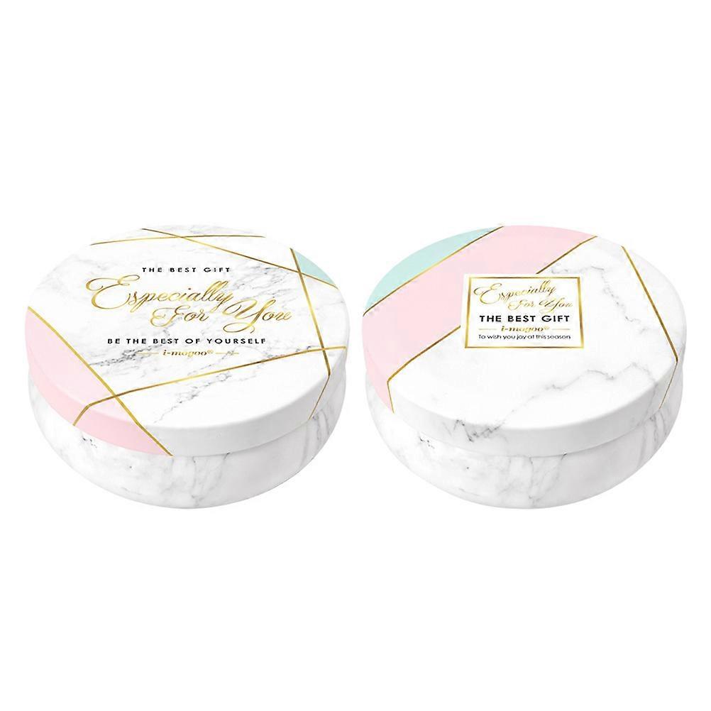 Marble Pattern Round Metal Containers 2Pcs For Festival And Party Favors Perfect For Storage Of Candies And Cookies