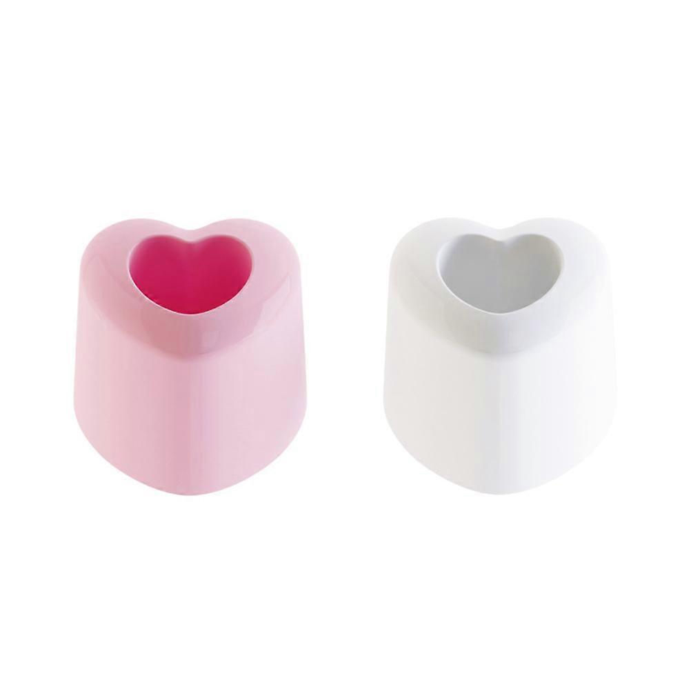 Pink Heart-Shaped Toothbrush Holder Desktop Organizer For General Users 1 Pair